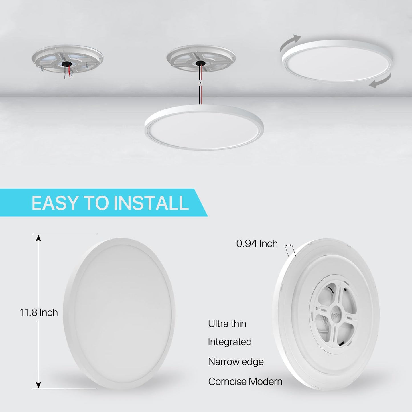 MELEGAN 2Pcs RGB Smart Ceiling Light, Super Slim LED Flush Mount Ceiling, WiFi Compatible with Alexa Google Home,12Inch 24W Dimmable 2700K-6500K for Bedroom, Kitchen, Dining Room, Basements
