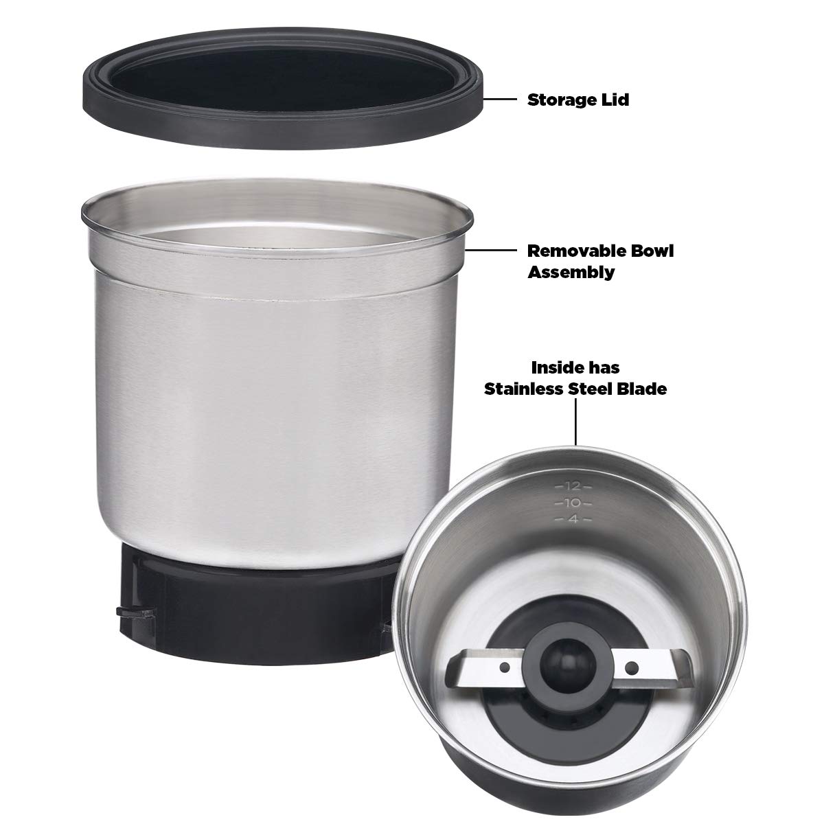 Cuisinart Grind Central Coffee Grinder, Holds up to 90g of Beans, Stainless Steel Blades, Silver (DCG-12BCEC)