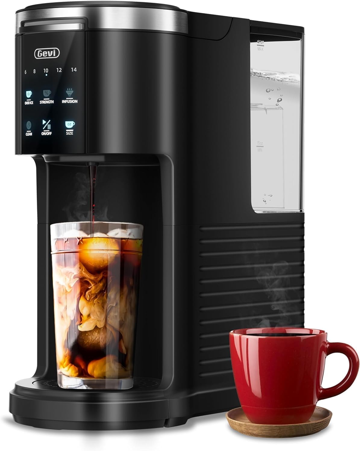 Gevi Single Serve Coffee Maker for K Cup and Ground Coffee, Pod Coffee Maker with 40oz Water Reservoir, 6 to 14 oz. Brew Sizes, Black
