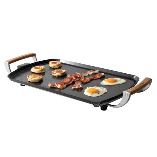 BOSKA Electric Griddle Pro – Tabletop griddle - Electric grill with PFAS-Free Ceramic Nonstick Surface – Adjustable Heat up to 420°F -Oak Wood Handles
