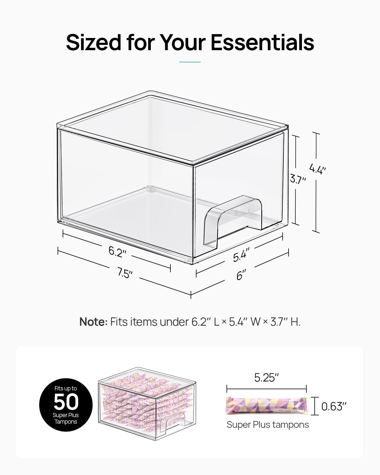 Vtopmart 8 Pack Small Clear Stackable Storage Drawers, Acrylic Bathroom Makeup Organizer, Plastic Storage Bins For Vanity, Undersink, Kitchen Cabinets, Pantry, Home Organization