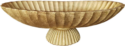 ARTRHYT 14.5" Large Decorative Long Bowl decor - Fluted Scalloped Decorative Bowls for Home Decor - Ruffle Decor,Stylish Key Bowl for Entry Table,Decorative Fruit Bowls for Kitchen Counter,Golden