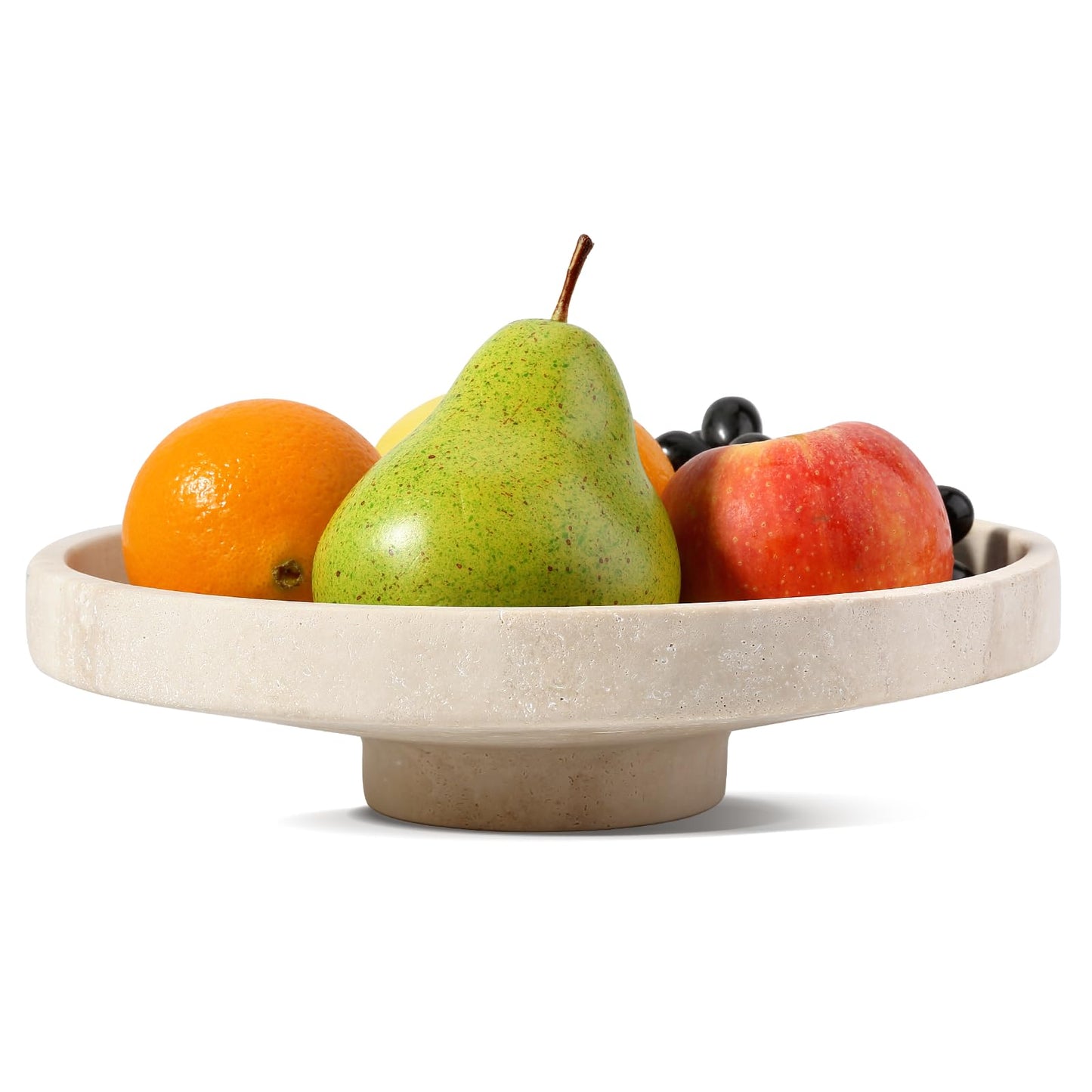 Koville Natural Travertine Fruit Bowl for Kitchen Counter – Decorative Stone Serving Marble Bowl for Fresh Fruits, Snacks, and Home Decor Centerpiece
