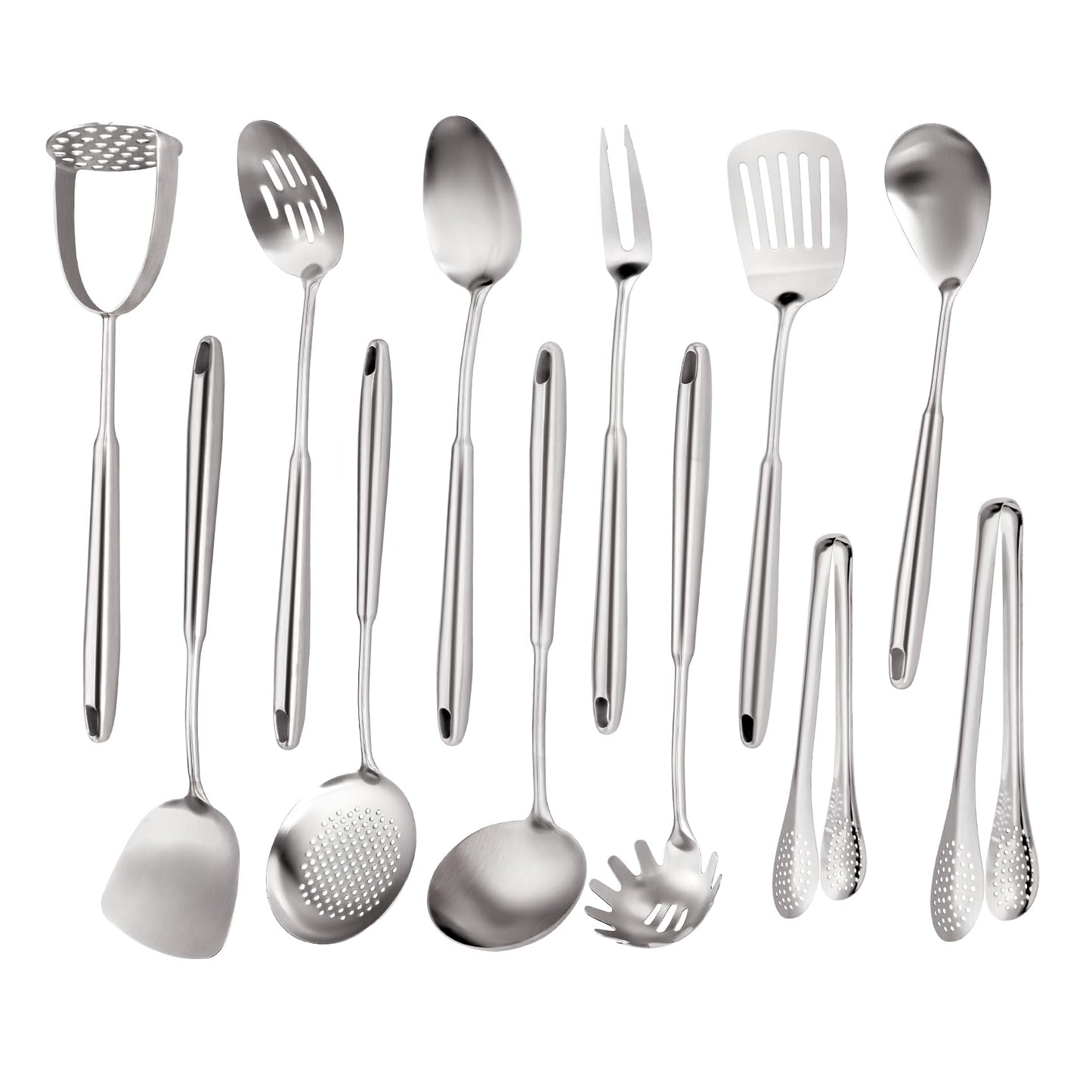 Stainless Steel Kitchen Utensils Set 18 10 Stainless Steel Cooking Utensils Set - 12 PCS Large Metal Cooking Utensil Tools Set