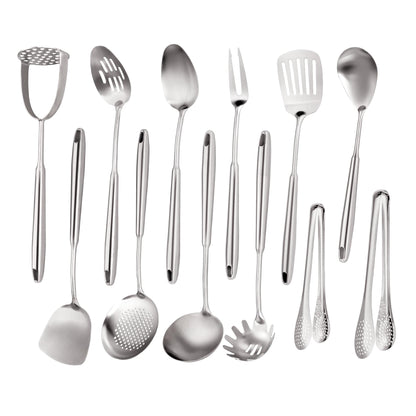 Stainless Steel Kitchen Utensils Set 18 10 Stainless Steel Cooking Utensils Set - 12 PCS Large Metal Cooking Utensil Tools Set