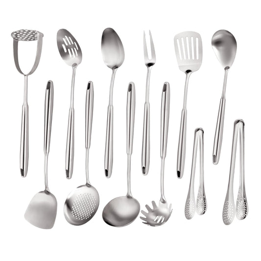 Stainless Steel Kitchen Utensils Set 18 10 Stainless Steel Cooking Utensils Set - 12 PCS Large Metal Cooking Utensil Tools Set