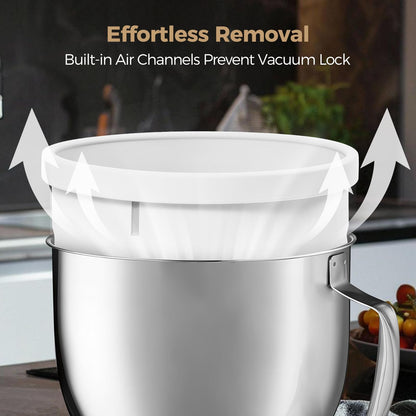 Forenee Collapsible Silicone Bowl Insert for KitchenAid 5-Qt Tilt-Head Mixer Bowl, Ultra-Thick Stable Liner, Raised Splash-Guard Rim, Easy-Release, Dishwasher Safe, Space-Saving 3-Pack for Home