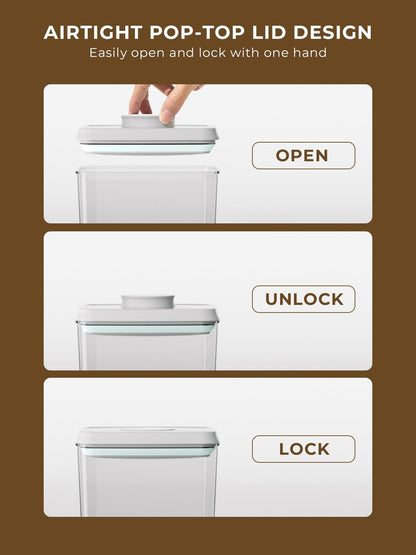 Airtight Food Storage Containers with One-Hand Pop Lid, 4-Pack 4.22Qt Large Modular Organizers with Measuring Scoops, BPA-Free Containers for Rice, Flour, Baking Supplies, Snacks & Laundry Pods