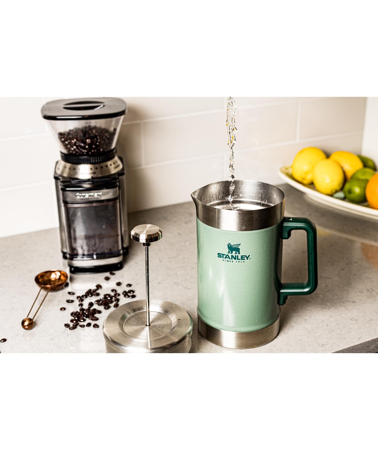 STANLEY Classic Stay-Hot French Press Coffee Maker 48 oz | 5 Minute Brew, 4 Hours Hot | Mesh Filter for Coffee Grounds | Insulated Stainless Steel French Press | BPA-Free | Black 2.0