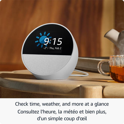 Amazon Echo Spot (newest model), Great for nightstands, offices and kitchens, Smart alarm clock with Alexa, Black
