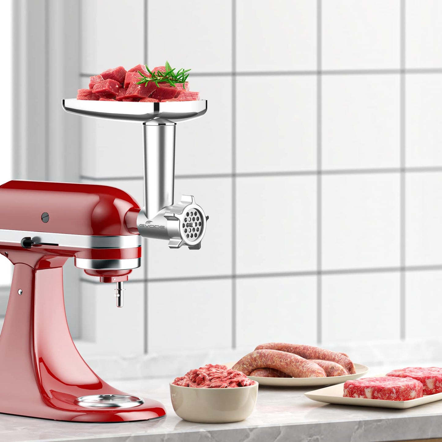 Metal Meat Grinder Attachment for KitchenAid Stand Mixer, Meat Grinder for Kitchen Aid Includes 4 Grinding Plates, 3 Sausage Stuffer Tubes, 2 Grinding Blades, Food Grinder Attachment for KitchenAid