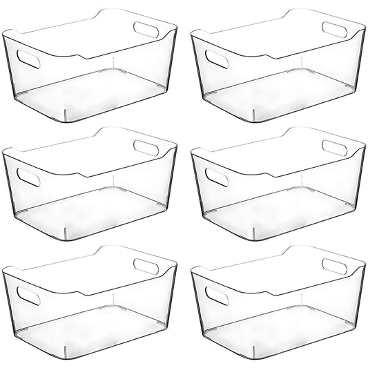 Clear Plastic Storage Bins, Pantry Organizers and Storage Containers, Large Fridge Organizer Bins, Home Kitchen Cabinet Organizer, Medicine Cabinet Bin for Organizing Freezer Closet