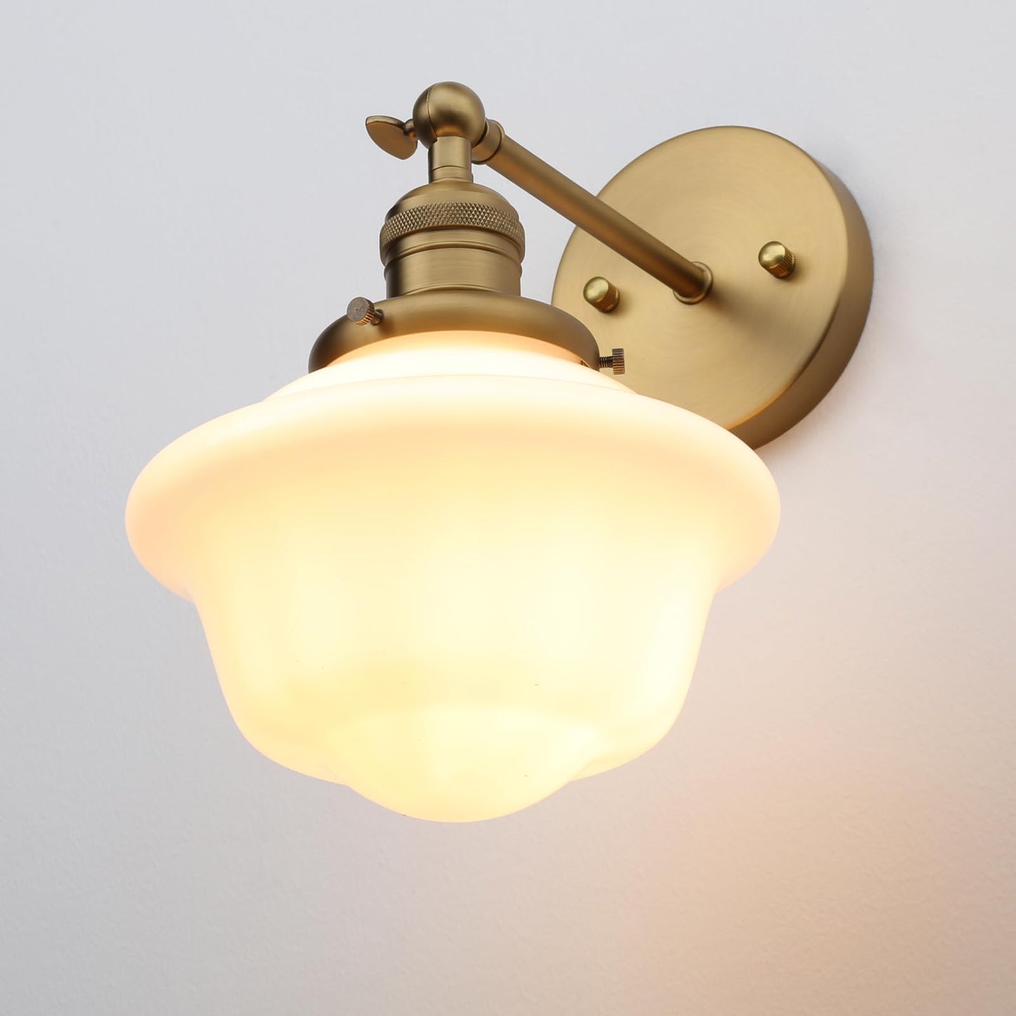 Pathson Modern Wall Sconce, Milk White Bathroom Vanity Light Fixture, Wall Lighting for Bedroom Living Room Hallway Home Decor