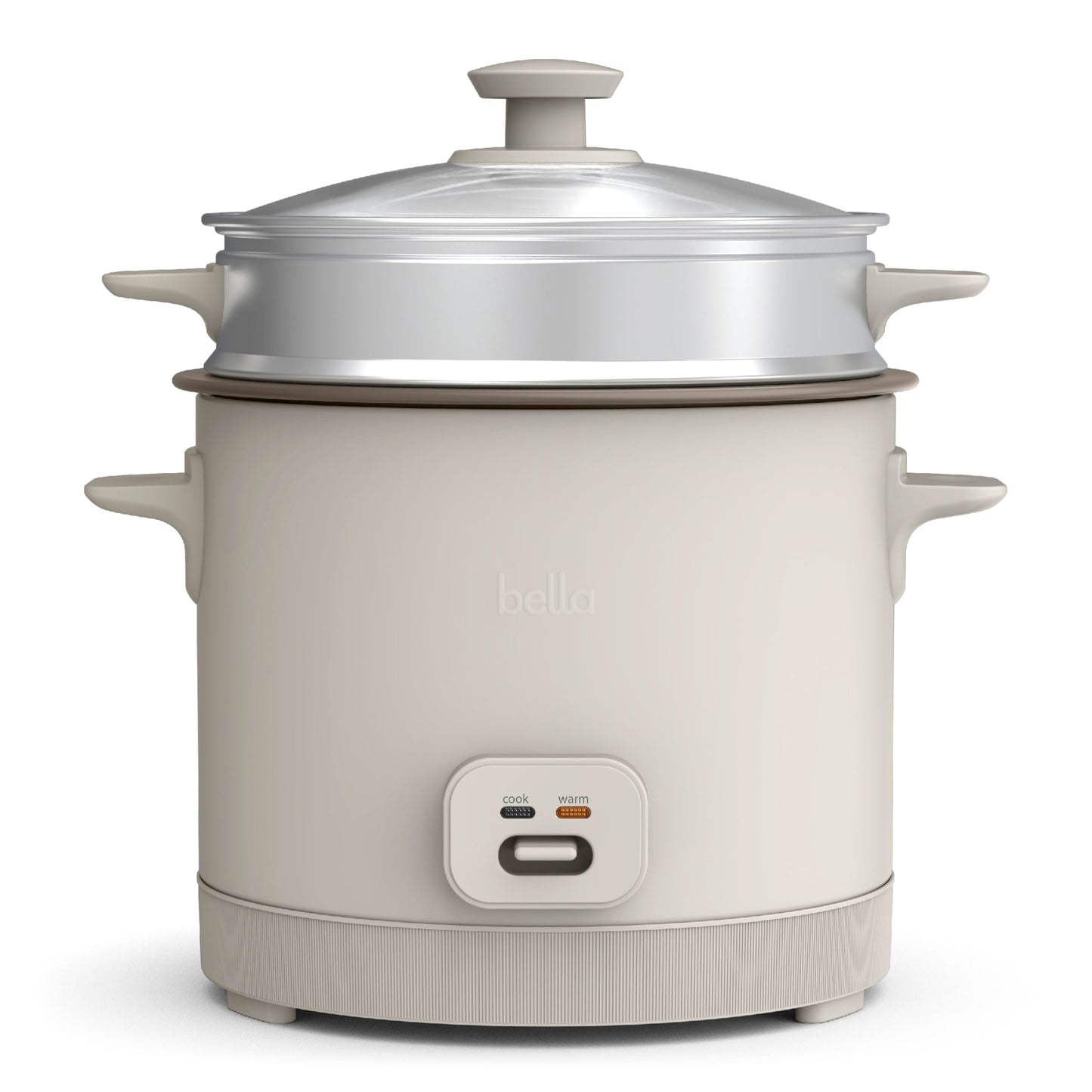 bella 16 Cup Rice Cooker with Steamer, Dishwasher Safe Steaming Basket, Rice Paddle and Measuring Cup, Removable Nonstick Cooking Bowl, Automatic Keep Warm Function, 400 Watt, Oatmilk