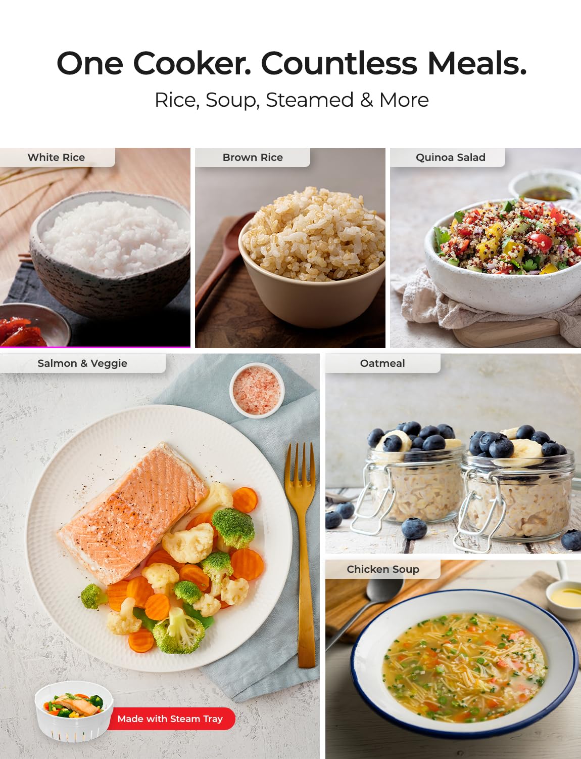 CUCKOO Basic Rice Cooker 10-Cup Uncooked / 20-Cup Cooked, Large Rice Maker and Warmer with Nonstick Inner Pot, Easy to Use with Auto Keep Warm, Includes Steam Tray, White (CR-1095)