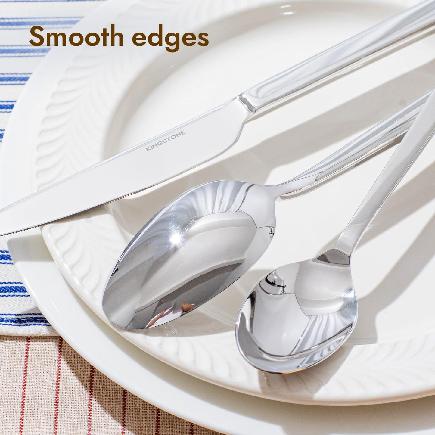 KINGSTONE Silverware Set, 20-Piece Flatware Cutlery Set Premium Stainless Steel, Service for 4, for Kitchen, Home, Wedding, Party, Mirror Polished and Dishwasher Safe