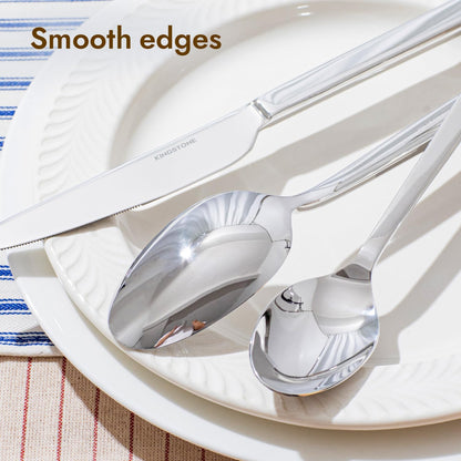 KINGSTONE Silverware Set, 20-Piece Flatware Cutlery Set Premium Stainless Steel, Service for 4, for Kitchen, Home, Wedding, Party, Mirror Polished and Dishwasher Safe