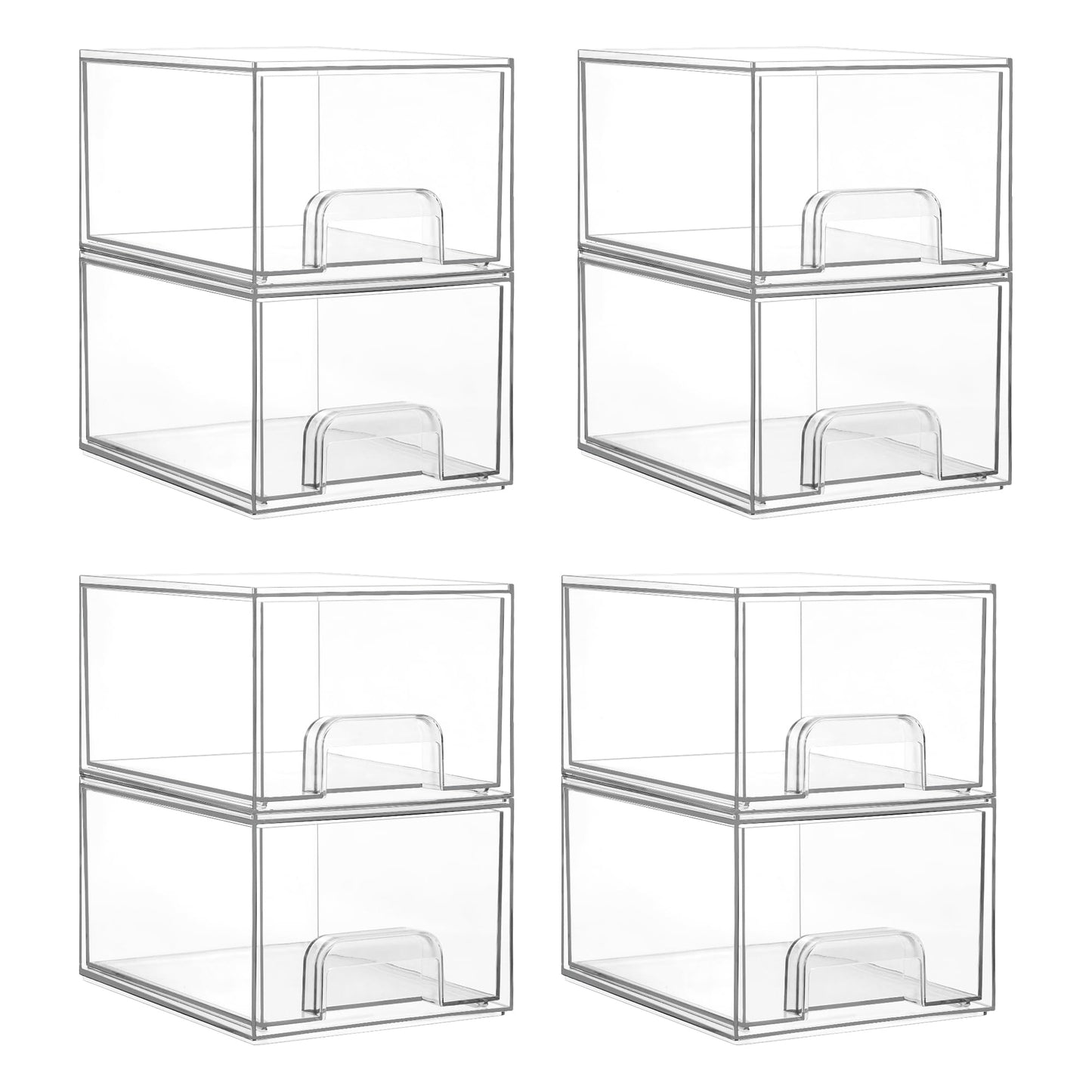 Vtopmart 8 Pack Small Clear Stackable Storage Drawers, Acrylic Bathroom Makeup Organizer, Plastic Storage Bins For Vanity, Undersink, Kitchen Cabinets, Pantry, Home Organization
