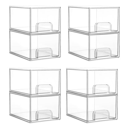 Vtopmart 8 Pack Small Clear Stackable Storage Drawers, Acrylic Bathroom Makeup Organizer, Plastic Storage Bins For Vanity, Undersink, Kitchen Cabinets, Pantry, Home Organization