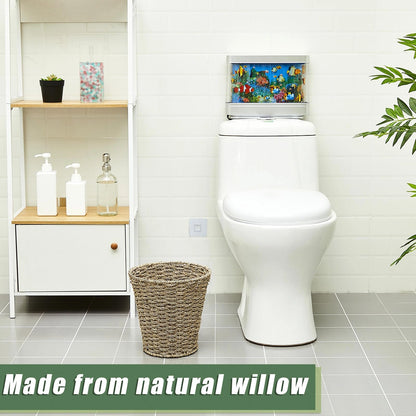 Hushee 4 Pcs Seagrass Waste Basket 3 Gallons Wicker Waste Basket Woven Rattan Trash Can Boho Wicker Garbage Can for Bathroom Bedroom Kitchen Offices Home, Brown