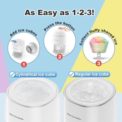 Electric Snow Cone Machine, Shaved Ice Maker Slushie Machine for Home, Kids Fast Fluffy Ice Shaver, Gift Ideal for Family Christmas Holiday, White