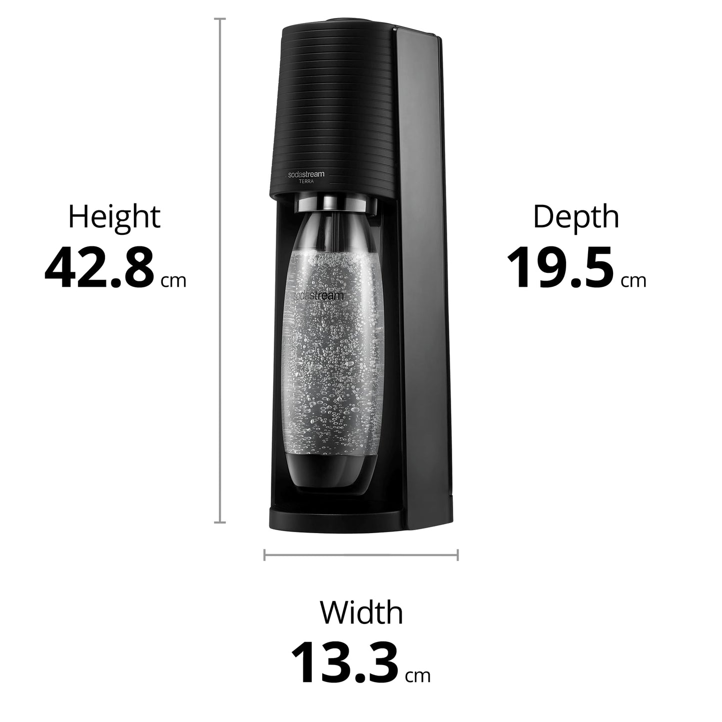 SodaStream - Terra Soda Streaming Machine - STARTER KIT - Sparkling Water Maker with CO2 & Bubly Drop - Eco-Friendly, No Batteries Needed - Black