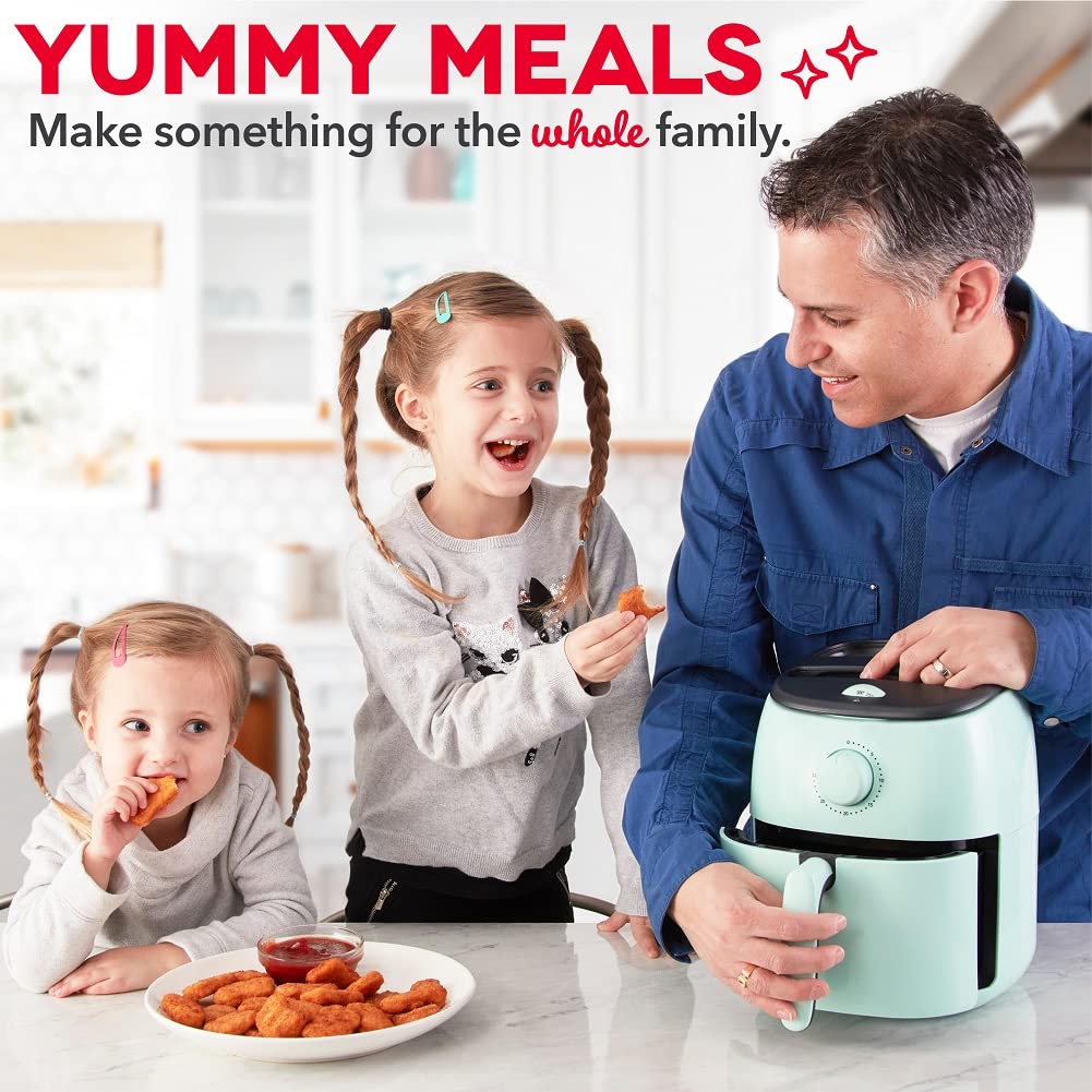 Dash Tasti-Crisp™ Air Fryer - AirCrisp® Technology - Compact Design with Adjustable Temperature Control - Nonstick Fry Basket & Auto Shut-Off Feature - 2.6 Quarts - Aqua