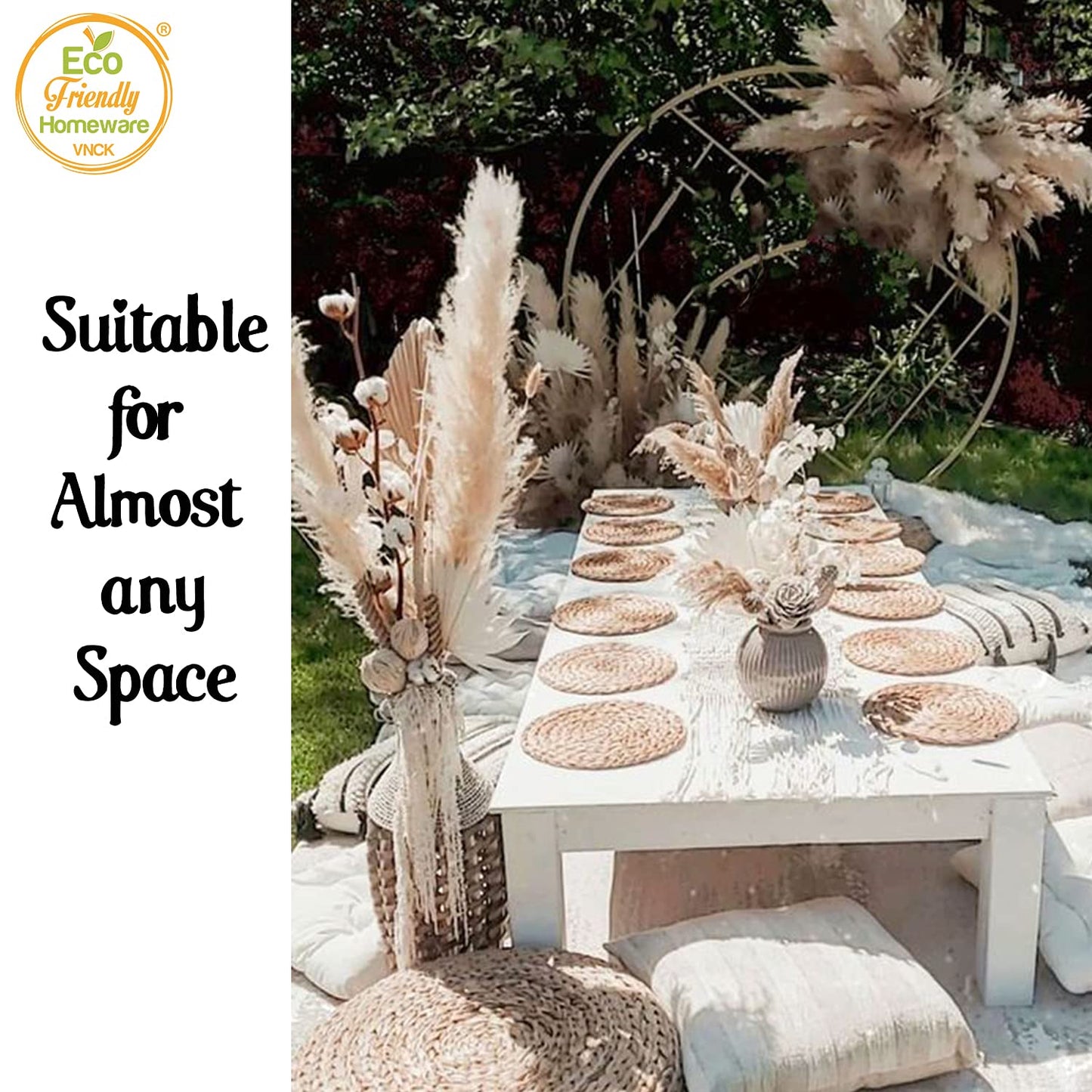 Natural Water Hyacinth Round Placemats, Boho Wicker Placemats, Chargers for Dinner Plates, Home Decor Dining Table, Kitchen Decor, Kitchen Table Centerpiece, Charger Plates (Platemat 34cm-Set8)