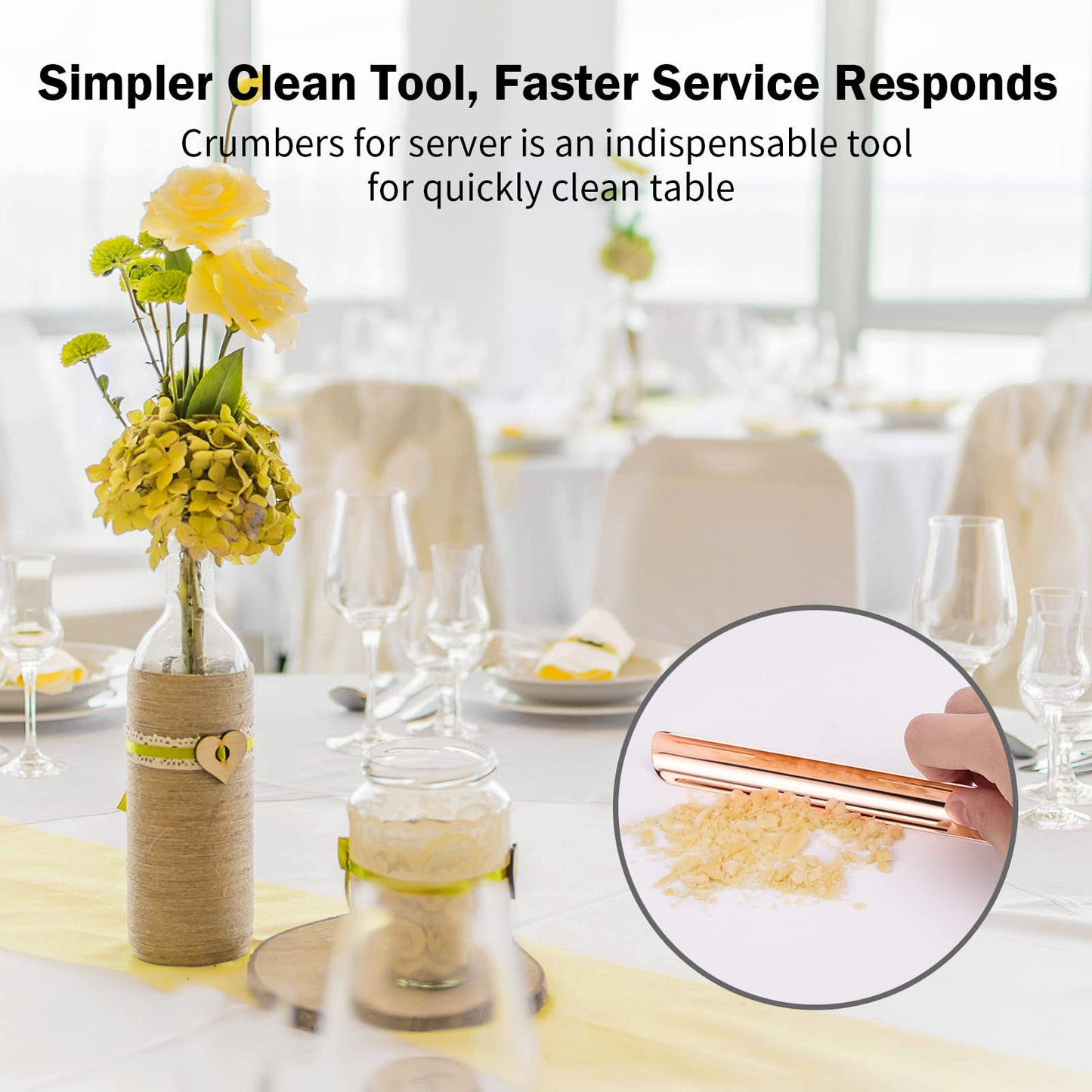 Crumbers for Servers, Compact Crumb Sweeper with Pocket Clip, Scraper Tool Kitchen, Serveware Tabletop Clean Accessories in Restaurant & Home for Waiters, Waitresses and Server (20 PACK, Rose Gold)