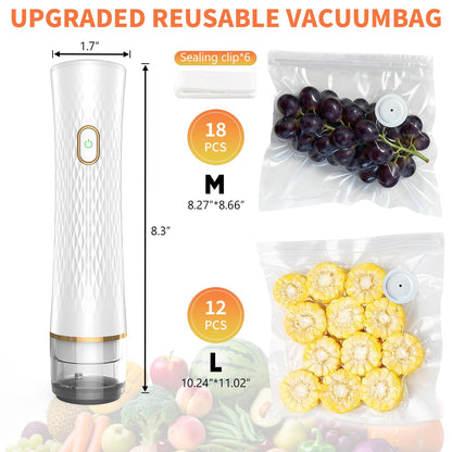 olecha Vacuum Sealer for Food – Keeps Food Fresh up to 10× Longe, Cordless & rechargeable & strong suction for storage & sous vider(Handheld Vacuum Sealer + 30 Reusable Vacuum Bags)