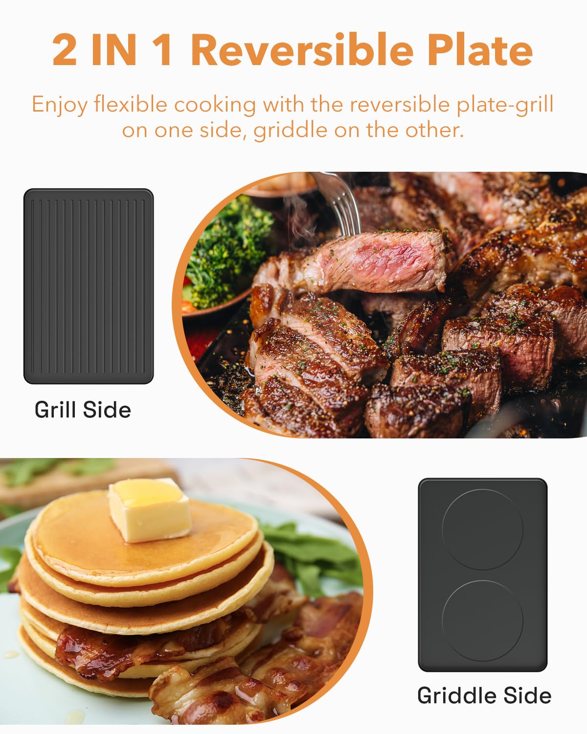 HBN Electric Raclette Table Grill with 8 Warming Trays, 2-in-1 Korean BBQ Grill & Electric Griddle Nonstick, Adjustable Temperature Control,1300W, Great for Indoor Family Gatherings, Parties & Dining