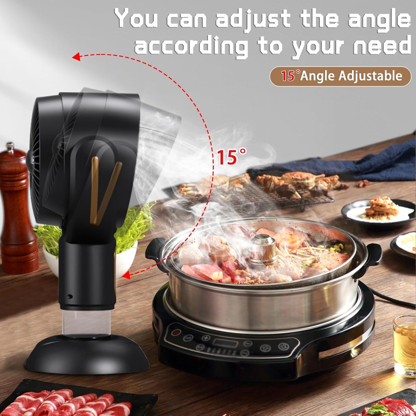 PuffHide Smoke Away Purifier Fan for Smoking Indoors, Portable Tabletop Smoke Extractor, Adjustable Angle, Compact Exhaust Fanfor Kitchen, BBQ & Home (Black & Gold)