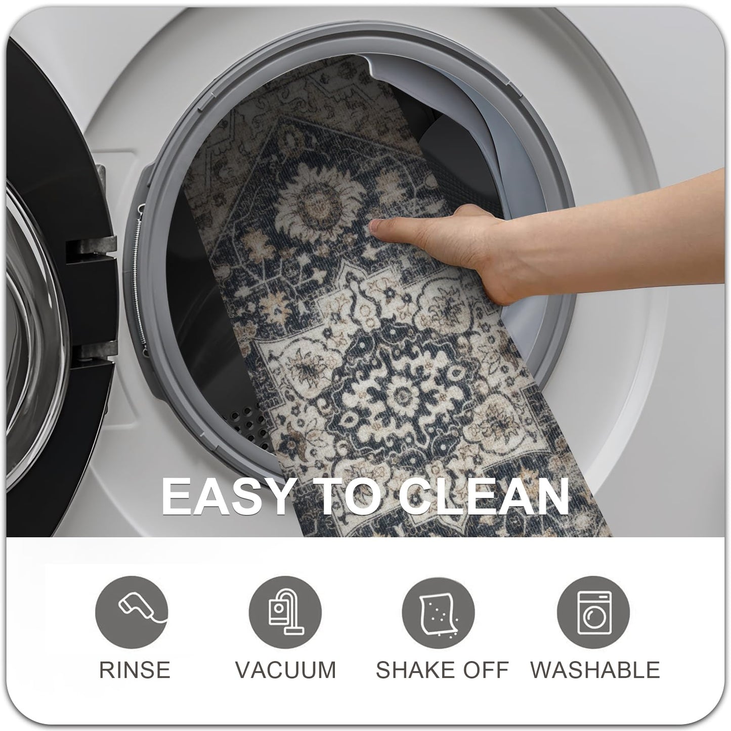 Collive Indoor Door Mat Retro Floor Mat, Non Slip Washable Doormat Large Quickly Absorb Area Rug Welcome Mats Low-Pile Front Door Rug Inside Entryway Carpet for Entrance Kitchen Home- 36" x 59"