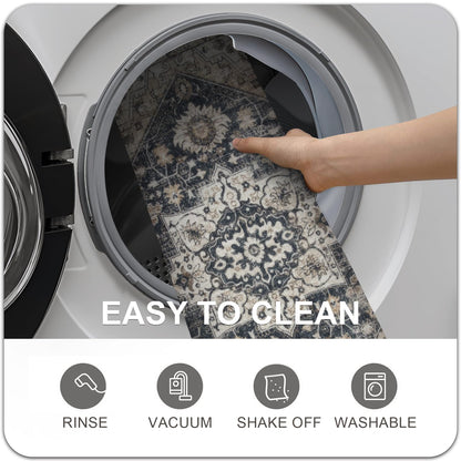 Collive Indoor Door Mat Retro Floor Mat, Non Slip Washable Doormat Large Quickly Absorb Area Rug Welcome Mats Low-Pile Front Door Rug Inside Entryway Carpet for Entrance Kitchen Home- 36" x 59"