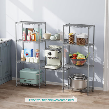 SINGAYE 5 Tier Storage Garage Shelving Units Heavy Duty Wire Shelves Pantry Metal for Pantry Closet Kitchen Laundry Bathroom Organizers Shelf Home Shorage Gray