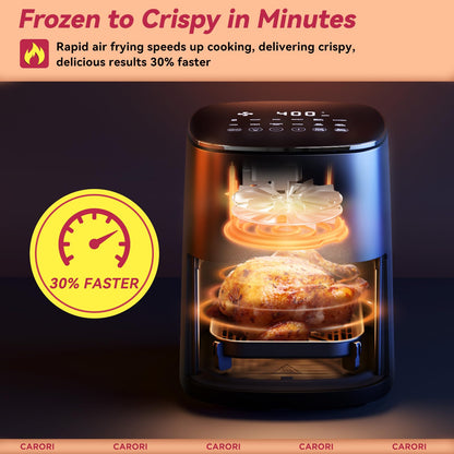 Air Fryer 12 Preset with Viewing Window, 6Qt Large Capacity, 400℉ Max Crisp, Airfryer, Bake, Roast, Dehydrate, Reheat, 1700W Quick Even Easy Meals, Nonstick Dishwasher Safe Basket