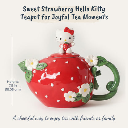 Blue Sky Clayworks Hello Kitty Sweet Strawberry Teapot, Home & Kitchen Accessories, Ceramic, 23711