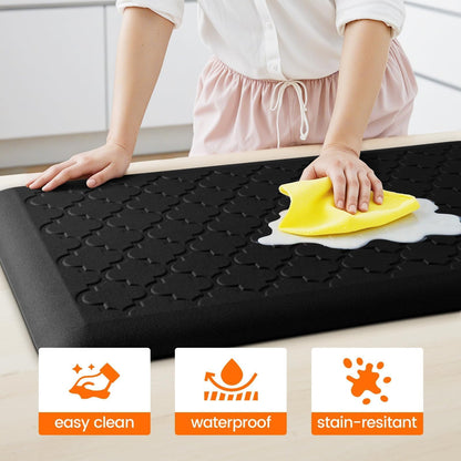 TranquilRelax 4/5 Inch Thick Anti-Fatigue Kitchen Mat Water Resistant Non-Slip Kitchen Floor Mat Ergonomic Comfort Standing Mat for Home Kitchen Office Laundry 17.3"x 60" Black