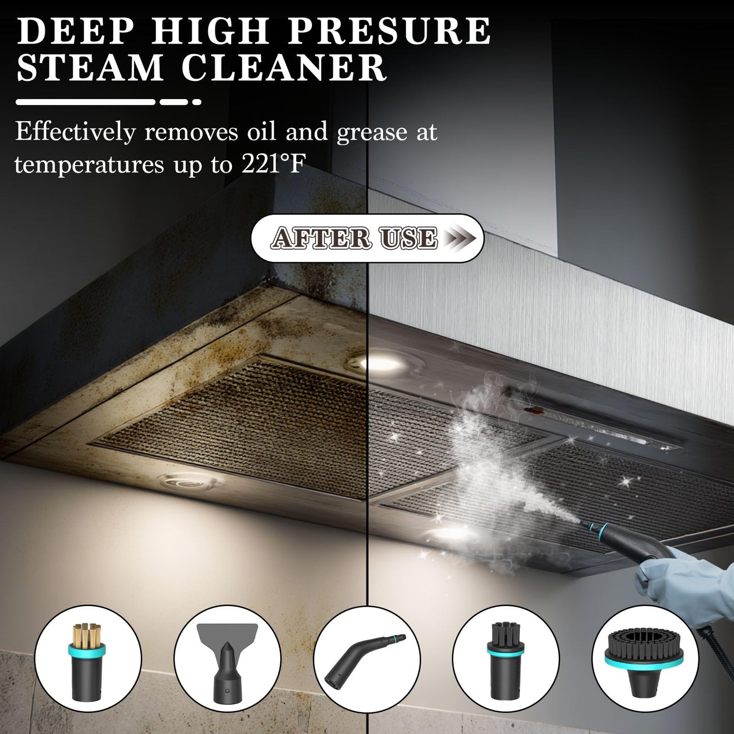 Steam Cleaner,15s Heat-Up 42.27oz Tank,2500w Handheld Steam Cleaner for Home with 15 pcs Accessories,Portable Steamer for Cleaning,kitchens,Grease,bathrooms,Grout,Tile,Bed Bugs,Floor,Couch and Car