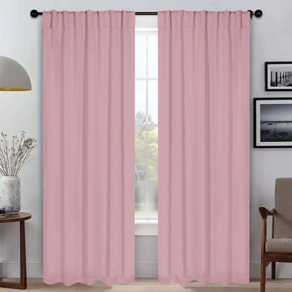 Superior Blackout Curtains, Room Darkening, Bedroom, Drapes, Kitchen, Living Room Window Accents, Sun Blocking, Thermal, 2 Pack, Solid Blackout Back Tab Curtains, Set of 2, 52" x 72", Mauve Chalk