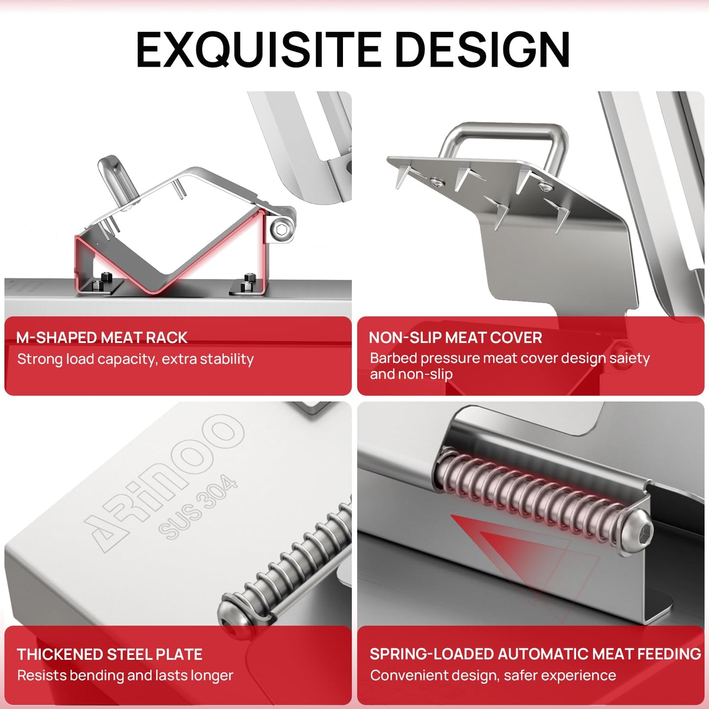 ARINOO Manual Frozen Meat Slicer,Stainless Steel Meat Cutter Beef Mutton Roll Bacon Sausage and Cheese Slicing Machine for Home Cooking,Food slicer BBQ,Salad,and Sandwich slicing easy to use