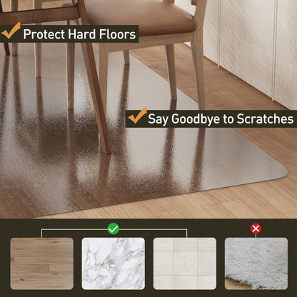 Area Floor Mat for Home, 4'×6' Translucent Black No Slip Waterproof Vinyl Area Rug for Hard Floor, Spill Resistant Floor Protector Cover for Kitchen, Easy Clean Splat Mat for Under High Chair