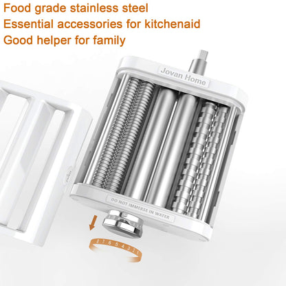Pasta Maker Attachment for KitchenAid Stand Mixers 3 in 1 Set Includes Pasta Roller Spaghetti Cutter & Fettuccine Cutter, Pasta Attachment for KitchenAid By Jovan Home