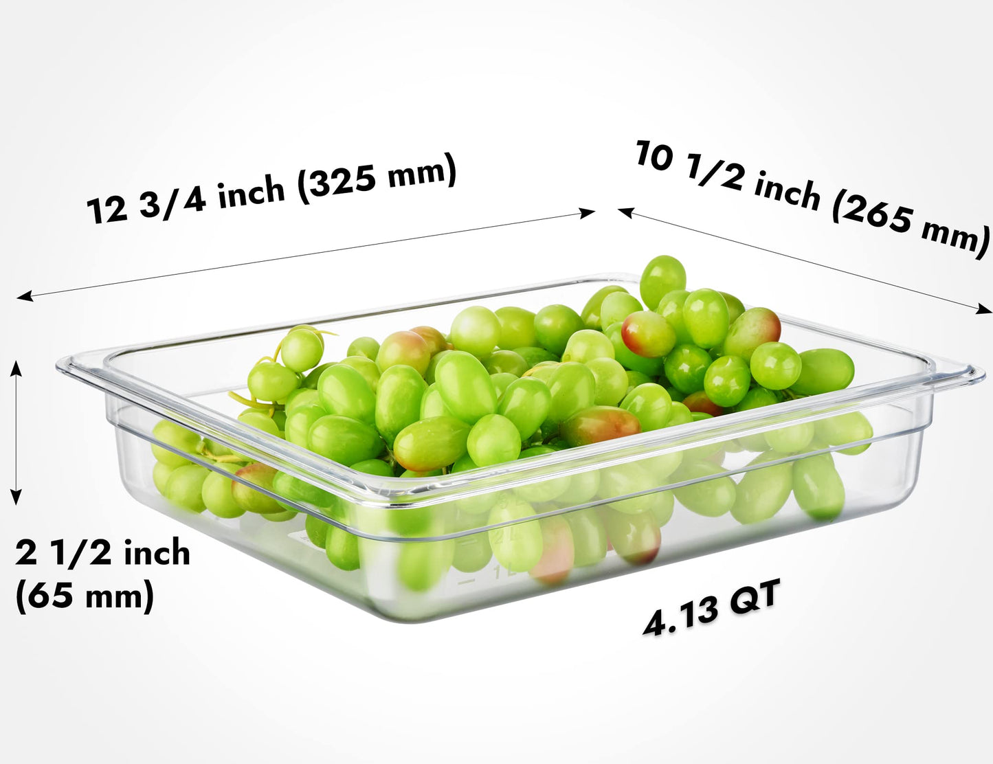 CURTA 6-Pack 1/2 Size 2.5" Deep NSF Polycarbonate Food Pans | Dishwasher & Freezer Safe Clear Container for Prep Tables, Buffet, Salad Bar, Commercial & Home Kitchen