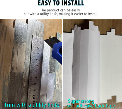 sanyeskkiy 10-Sheet Peel and Stick Backsplash Tile, PVC Mixed Meta,l Stick on Kitchen, Bathroom Vanities, Fireplace Décor, Laundry Table(11.2" X 12.7") (10, Wooden Green+Frosted Silver)
