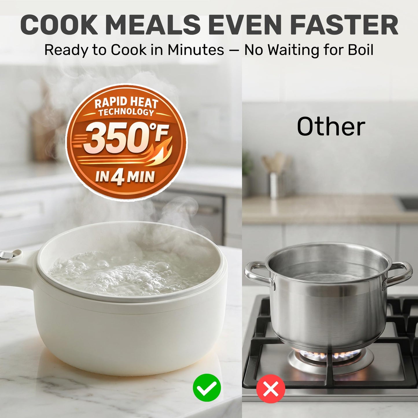 Ceramax PRO 2.5L Electric Hot Pot with Lid & Steamer, All in 1 Non Toxic Ceramic Cooker Skillet Hotpot and Deep Fryer Pot for Ramen, for Dorms, Camping, RVs, Adjustable Temp. - New Improved 2026 Model