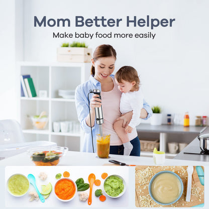 Ganiza 5-in-1 Immersion Blender, 800W Hand Blender with 15 Speeds & Turbo, Whisk, Chopper, Frother & Beaker