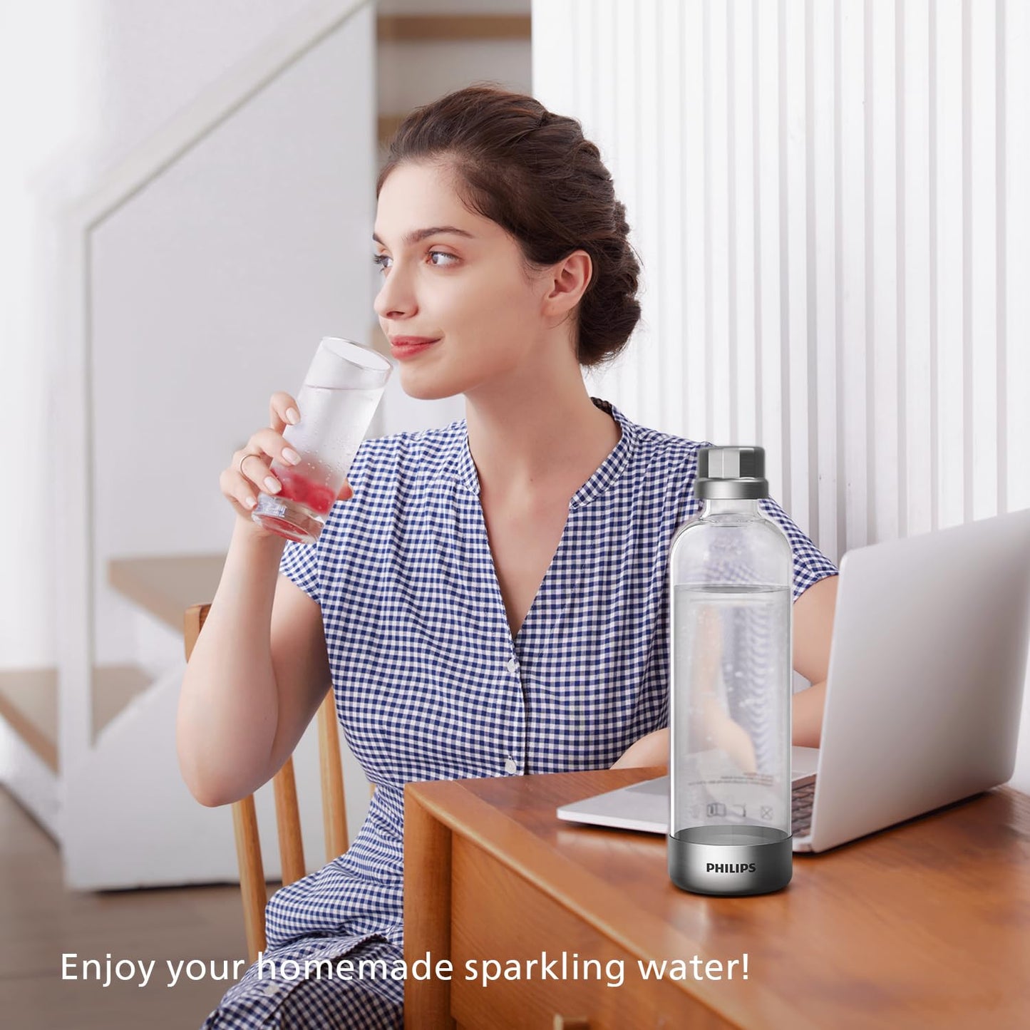 Philips Soda Streaming Machine, Stainless Sparkling Water Maker Easy Install with Quick Twist 1L PET Carbonating Bottle, Soda Maker Compatible with 60L CO2 Carbonator (NOT Included), ADD4902BKOQ/37