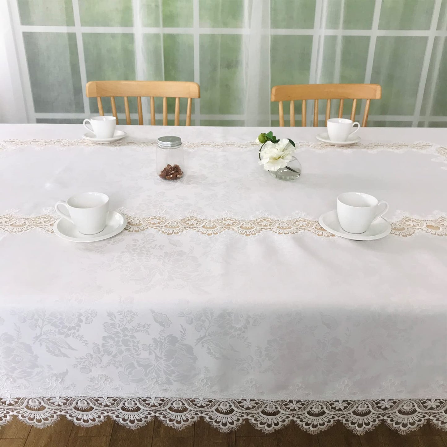 BrekSdat Tablecloths for Rectangle Tables Lace Elegant Decor for Dinning Home Holiday Party Kitchen Easter Christmas Wedding Farmhouse Outdoor Washable Table Linen (H17191-white-1, 72 * 126)