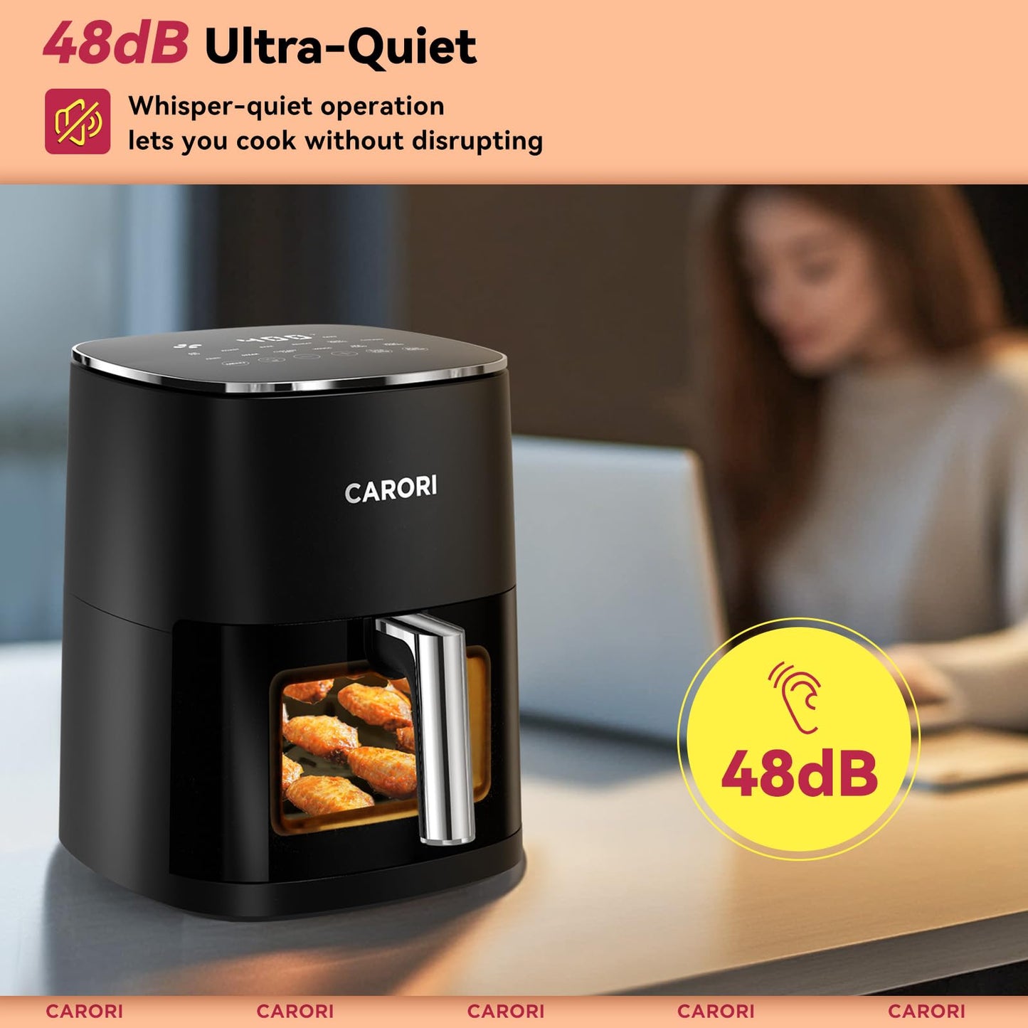 Air Fryer 12 Preset with Viewing Window, 6Qt Large Capacity, 400℉ Max Crisp, Airfryer, Bake, Roast, Dehydrate, Reheat, 1700W Quick Even Easy Meals, Nonstick Dishwasher Safe Basket